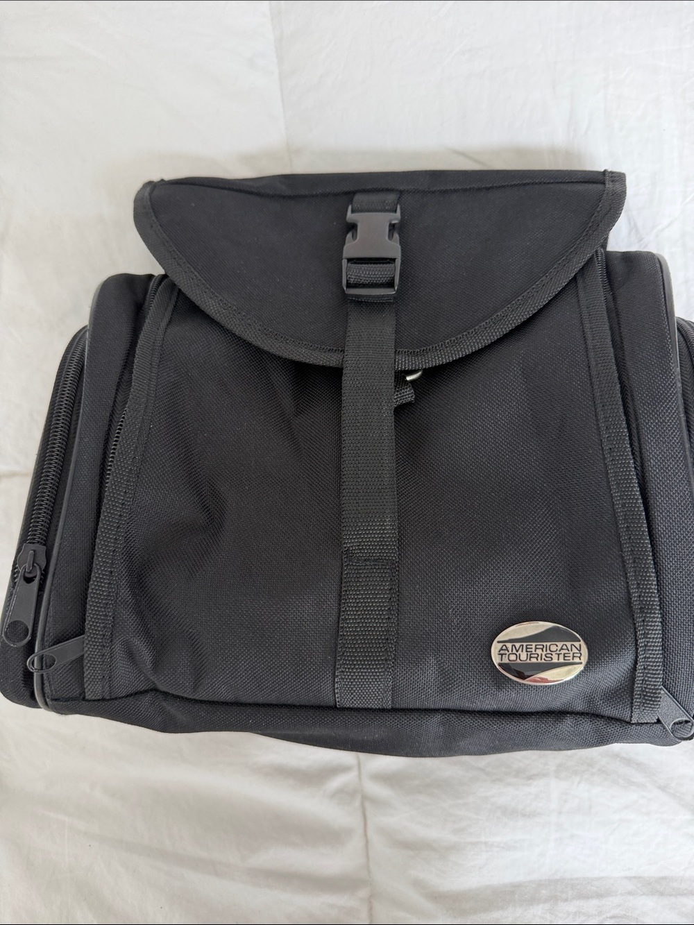 American Tourister Black Toiletry Bag with Front Buckle